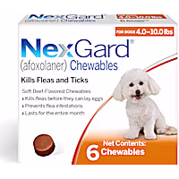 NexGard (afoxolaner) Flea and Tick Soft Beef Flavored Oral Chewables for Dogs 4 - 10 lbs. (Orange)