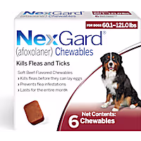 NexGard (afoxolaner) Flea and Tick Soft Beef Flavored Oral Chewables for Dogs 60.1 - 121 lbs. (Red)