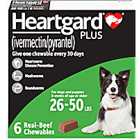 Heartgard Plus Chewable Tablets for Dogs 26 - 50 lbs. (Green)
