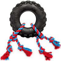 Leaps & Bounds Toss & Tug Tire Dual Rope Dog Toy