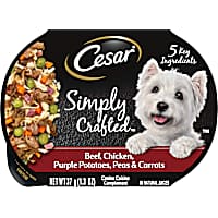 Cesar Simply Crafted Beef, Chicken, Purple Potatoes, Peas & Carrots Soft Meal Topper Adult Wet Dog Food
