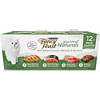 Fancy Feast Gourmet Naturals Beef, Chicken, Salmon, Trout and Tuna Wet Cat Food Pate Variety Pack