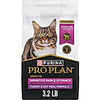 Purina Pro Plan with Probiotics Natural Sensitive Skin & Stomach, Turkey & Oat Meal Dry Cat Food