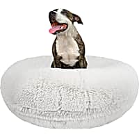 Bessie and Barnie Signature Snow White Luxury Shag Extra Plush Faux Fur Bagel Pet Bed