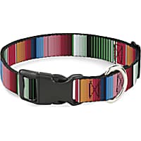 Buckle-Down Plastic Clip Collar Zarape5 Vertical Multi Color Stripe