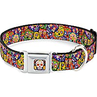 Buckle-Down Seatbelt Buckle Dog Collar Colorful Calaveras Stacked