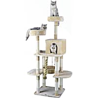 Go Pet Club Beige 61.5" Cat Tree with Giant Rope and Swinging Bed