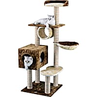 Go Pet Club Beige and Brown 55.75" Cat Tree Condo with Side Basket