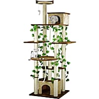 Go Pet Club Beige and Brown 85" Forest Cat Tree with Feeding Dish