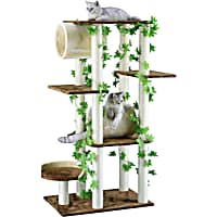Go Pet Club Beige and Brown 58" Forest Cat Tree with Two Tunnels