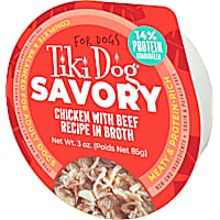 Tiki Dog Savory Chicken with Beef Recipe in Broth Dog Food