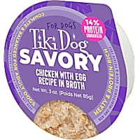 Tiki Dog Savory Chicken with Egg Recipe in Broth Dog Food