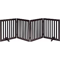 UniPaws Flat Wooden 4 Panel Dog Gate Espresso Freestanding