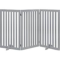 UniPaws Flat Wooden Freestanding 3 panel Gray Dog Gate