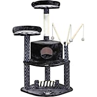 Go Pet Club Black Cat Tree House with Dangling Toys F19