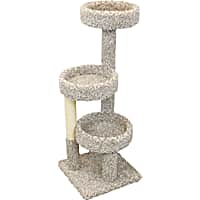 New Cat Condos 3 Tiered Carpeted Solid Wood Cat Tree Tower
