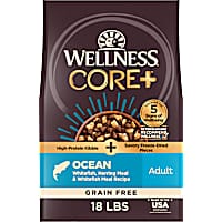 Wellness CORE+ Grain Free High Protein Ocean Whitefish, Herring & Salmon with Freeze Dried Pieces Recipe Dry Dog Food