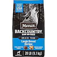 Merrick Backcountry Grain Free Kibble with Freeze Dried Raw Pieces, Large Breed Recipe Adult Dry Dog Food