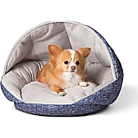 K&H Self Warming Hooded Classy Blue Pet Bed