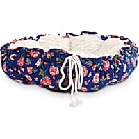 EveryYay Snooze Fest Navy Floral Printed Round Cat Bed