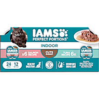 IAMS Perfect Portions Indoor Adult Grain Free Tuna and Salmon Recipe Wet Cat Food Cuts in Gravy Variety Pack