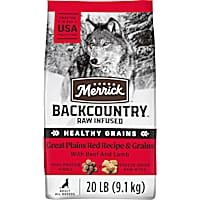 Merrick Backcountry Healthy Grains Kibble with Freeze Dried Raw Pieces, Great Plains Red Meat Recipe Dog Food