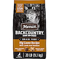 Merrick Backcountry Grain Free Kibble with Freeze Dried Raw Pieces, Big Game Recipe Adult Dry Dog Food