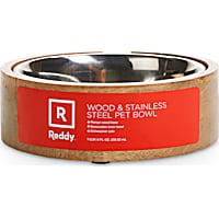 Reddy Stainless-Steel with Mango Wood Base Dog Bowl
