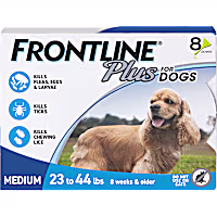 FRONTLINE Plus Flea & Tick Spot Treatment for Medium Breed Dogs 23 - 44 lbs. (Blue)