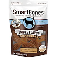 SmartBones Triple Flavor Dumbbells with Peanut Butter Dog Treats