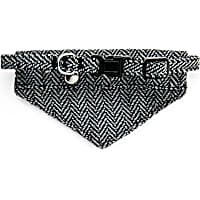 Bond & Co. Grey Herringbone Cat Collar with Removable Bandana