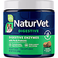 NaturVet Bacon and Chicken Flavor Soft Chews, Digestive Enzymes Supplements for Dogs