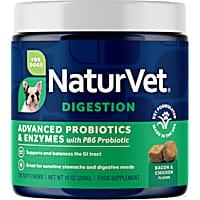 NaturVet Hickory Smoked Bacon Flavor, Advanced Probiotics & Enzymes Digestion Supplement for Dogs