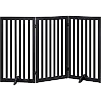 Unipaws Black Flat 3 Pannel Wooden Freestanding Dog Gate