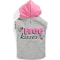YOULY The Happy-Go-Lucky Grey & Pink Free Kisses Dog Hoodie