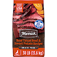 Merrick Premium Grain Free Wholesome and Natural Kibble, Real Texas Beef and Sweet Potato Dry Adult Dog Food