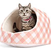 Bond & Co. Pink Gingham Hooded Pet Bed