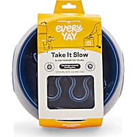 EveryYay Take it Slow Navy Plastic Slow Feeder Dog Bowl