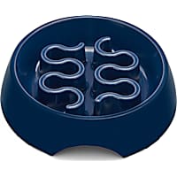 EveryYay Take it Slow Navy Plastic Slow Feeder Dog Bowl