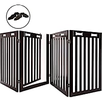 Arf Pets 4 Panel Free Standing Wood Dog Gate with Walk Through Door