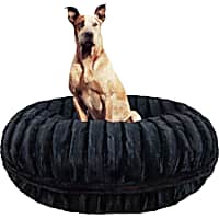 Bessie and Barnie Signature Black Puma Luxury Extra Plush Faux Fur Bagel Dog Bed