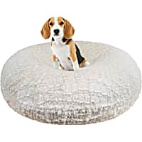 Bessie and Barnie Signature Serenity Ivory Luxury Extra Plush Faux Fur Bagel Dog Bed