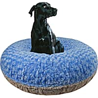 Bessie and Barnie Signature Blue Sky/Serenity Gray Luxury Extra Plush Faux Fur Bagel Dog Bed