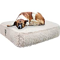 Bessie and Barnie Ivory Luxury Extra Plush Faux Fur Rectangle Dog Bed