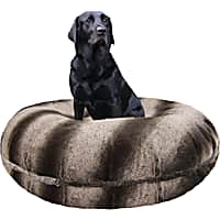Bessie and Barnie Signature Frosted Glacier Luxury Extra Plush Faux Fur Bagel Dog Bed