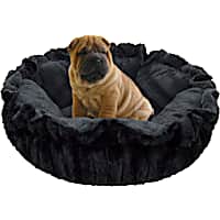 Bessie and Barnie Ultra Plush Gravel Stone/Black Puma Deluxe Luxury Pet Cuddle Pod Bed