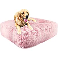 Bessie and Barnie Bubble Gum Luxury Extra Plush Faux Fur Rectangle Dog Bed