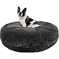 Bessie and Barnie Signature Wolfhound Gray Luxury Extra Plush Faux Fur Bagel Dog Bed