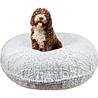 Bessie and Barnie Signature Serenity White Luxury Extra Plush Faux Fur Bagel Dog Bed