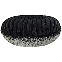 Bessie and Barnie Signature Midnight Frost/Black Puma Luxury Extra Plush Faux Fur Bagel Dog Bed